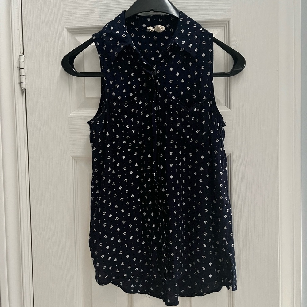 Navy Blue Anchor Tank